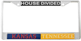 Kansas + Tennessee House Divided Split License Plate Frame [Silver]