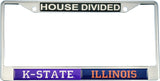 Kansas State + Illinois House Divided Split License Plate Frame [Silver]