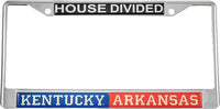 Kentucky + Arkansas House Divided Split License Plate Frame [Silver]