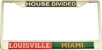 Louisville + Miami House Divided Split License Plate Frame [Silver]