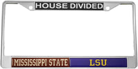 Mississippi State + LSU House Divided Split License Plate Frame [Silver]