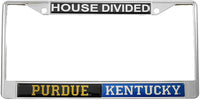 Purdue + Kentucky House Divided Split License Plate Frame [Silver]