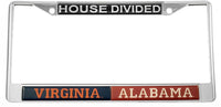 Virginia + Alabama House Divided Split License Plate Frame [Silver]