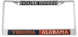 Virginia + Alabama House Divided Split License Plate Frame [Silver]