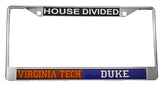 Virginia Tech + Duke House Divided Split License Plate Frame [Silver]