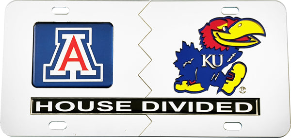 Arizona + Kansas House Divided Split License Plate Tag [Silver/Silver]