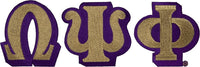 Omega Psi Phi Large Letter Iron-On Patch Set [Old Gold]