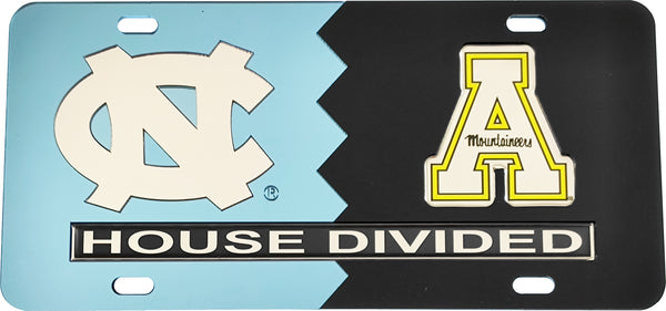 North Carolina + Appalachian State House Divided Split License Plate Tag [Blue/Black]