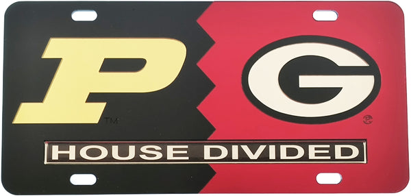 Purdue + Georgia House Divided Split License Plate Tag [Black/Red]