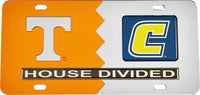 Tennessee + Tennessee at Chattanooga (UTC) House Divided Split License Plate Tag [Orange/Silver]