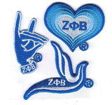 Zeta Phi Beta 3-Pack B Embroidered Stick-On Applique Patches [Blue]