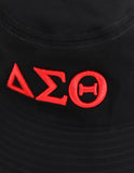 Big Boy Delta Sigma Theta Divine 9 S145 Reversible Womens Bucket Hat [Black/Red]