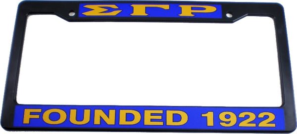 Sigma Gamma Rho Founded 1922 Text Decal Plastic License Plate Frame [Black]