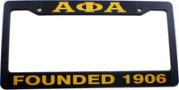 Alpha Phi Alpha Founded 1906 Text Decal Plastic License Plate Frame [Black]