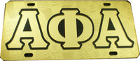 Alpha Phi Alpha Sphinx Head Symbol Satin Background Tag License Plate [Gold]