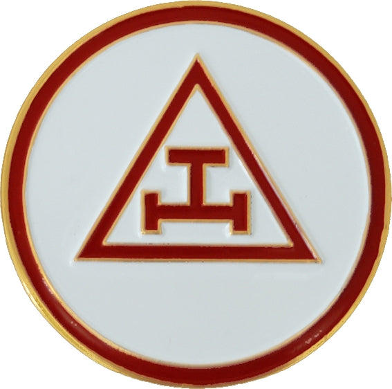 Mason Triple Tau Royal Arch Symbol Round Car Emblem [White]