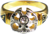 Scottish Rite 32nd Degree Wings Down Rhinestone Mens Ring [Gold]