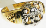 Scottish Rite 32nd Degree Wings Down Rhinestone Mens Ring [Gold]