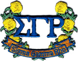 Sigma Gamma Rho Rose Banner Wreath Iron-On Patch [Blue]