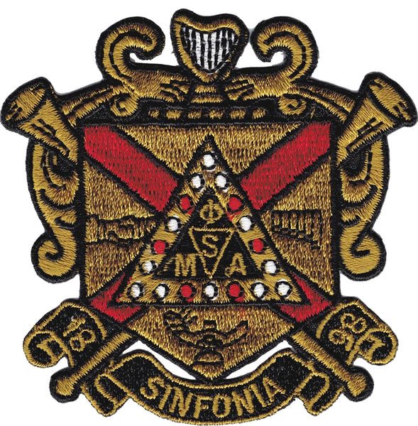 Phi Mu Alpha Sinfonia Shield Iron-On Patch [Gold]