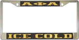 Alpha Phi Alpha Ice Cold License Plate Frame [Silver Standard Frame - Black/Gold]