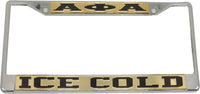 Alpha Phi Alpha Ice Cold License Plate Frame [Silver Standard Frame - Gold/Black]