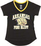 Big Boy Arkansas At Pine Bluff Golden Lions S3 Womens V-Neck Tee [Black]