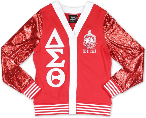 Big Boy Delta Sigma Theta Divine 9 S12 Sequins Cardigan [Red]