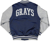 Big Boy Homestead Grays S1 Satin Mens Baseball Jacket [Navy Blue]