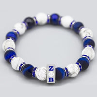 Zeta Phi Beta Stone Tiger Eye Bead Bracelet With Stainless Steel Charm [Blue]