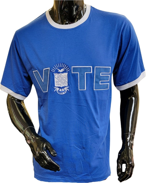 Buffalo Dallas Phi Beta Sigma Vote Ringer T-Shirt [Short Sleeve - Blue]