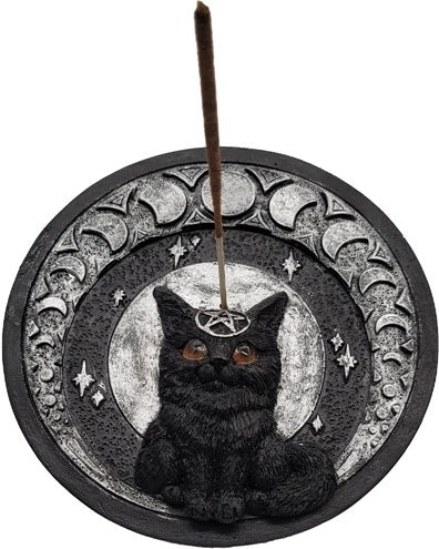 Black Cat With Moons Incense Burner [Black]