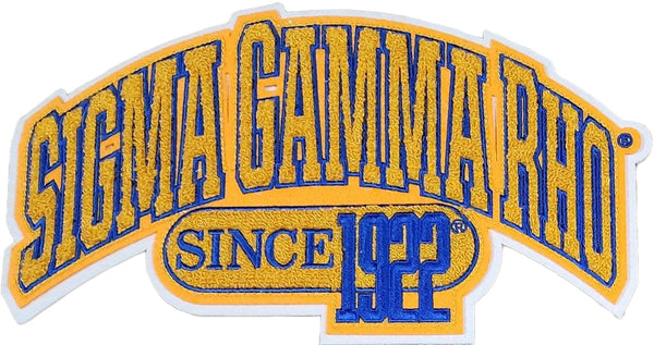 Sigma Gamma Rho Curved Design Chenille Iron-On Patch [Gold]