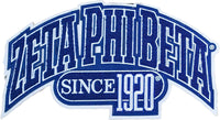 Zeta Phi Beta Curved Design Chenille Iron-On Patch [Blue]