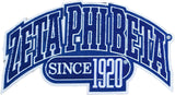 Zeta Phi Beta Curved Design Chenille Iron-On Patch [Blue]