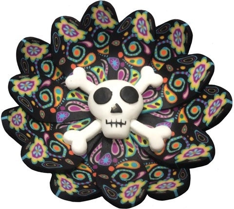 Fimo Round Cross Bones Dish Incense Burner [Multi-Colored]