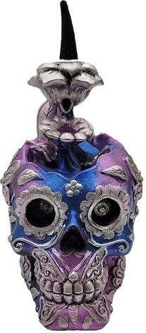 Metallic Skull Backflow Incense Cone Burner [Multi-Colored]