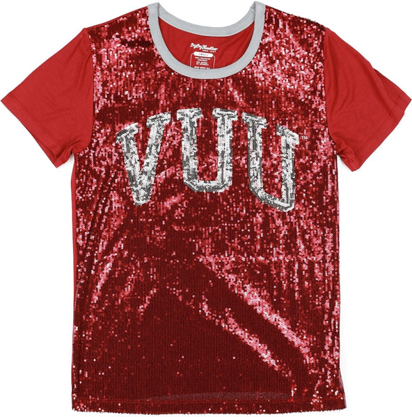 Big Boy Virginia Union Panthers S7 Womens Sequins Tee [Maroon]