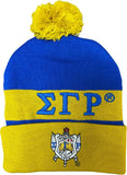 Sigma Gamma Rho Embroidered Knit Beanie With Ball [Blue]