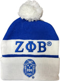 Zeta Phi Beta Embroidered Knit Beanie With Ball [Blue]