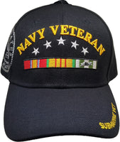 Navy Submarine Vet Vietnam Ribbons & Stars Shadow Mens Cap [Black]