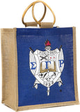 Sigma Gamma Rho Crest Mini Jute Gift Bag [Gold/Blue]