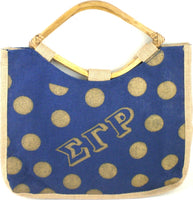 Sigma Gamma Rho Polka Dot Jute Bag [Gold/Blue]