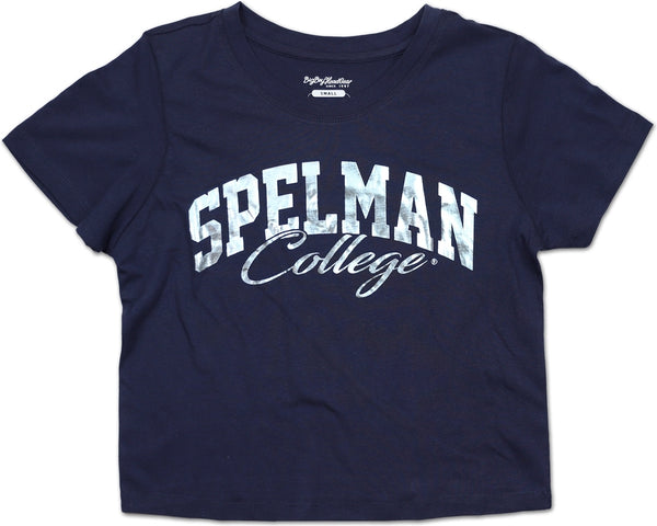 Big Boy Spelman College Foil Cropped Ladies Tee [Navy Blue]