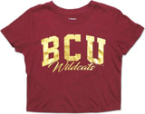 Big Boy Bethune-Cookman Wildcats Foil Cropped Ladies Tee [Maroon]