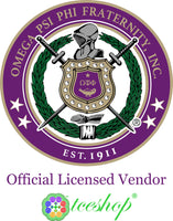 Omega Psi Phi 1911 Outline Mirror License Plate [Purple/Purple/Gold]