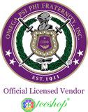 Omega Psi Phi 1911 Omega Man License Plate Frame [Silver Standard Frame - Purple/Gold]