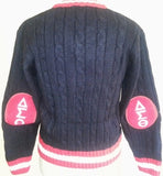 Buffalo Dallas Delta Sigma Theta Crest Sorority Ladies V-Neck Sweater [Black]